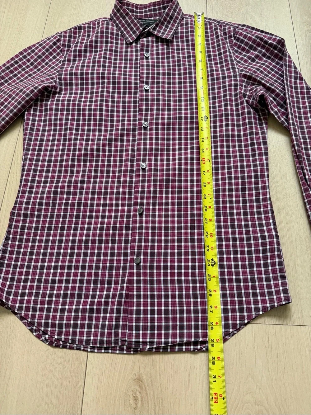Banana Republic Burgundy and White Check Button-Down Shirt